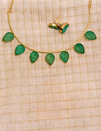 Leaf shape artificial stone necklace set| GJNS035