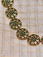 Green stone antique necklace set | GJNS049
