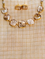 Mother of pearl stone brass necklace set | GJNS051