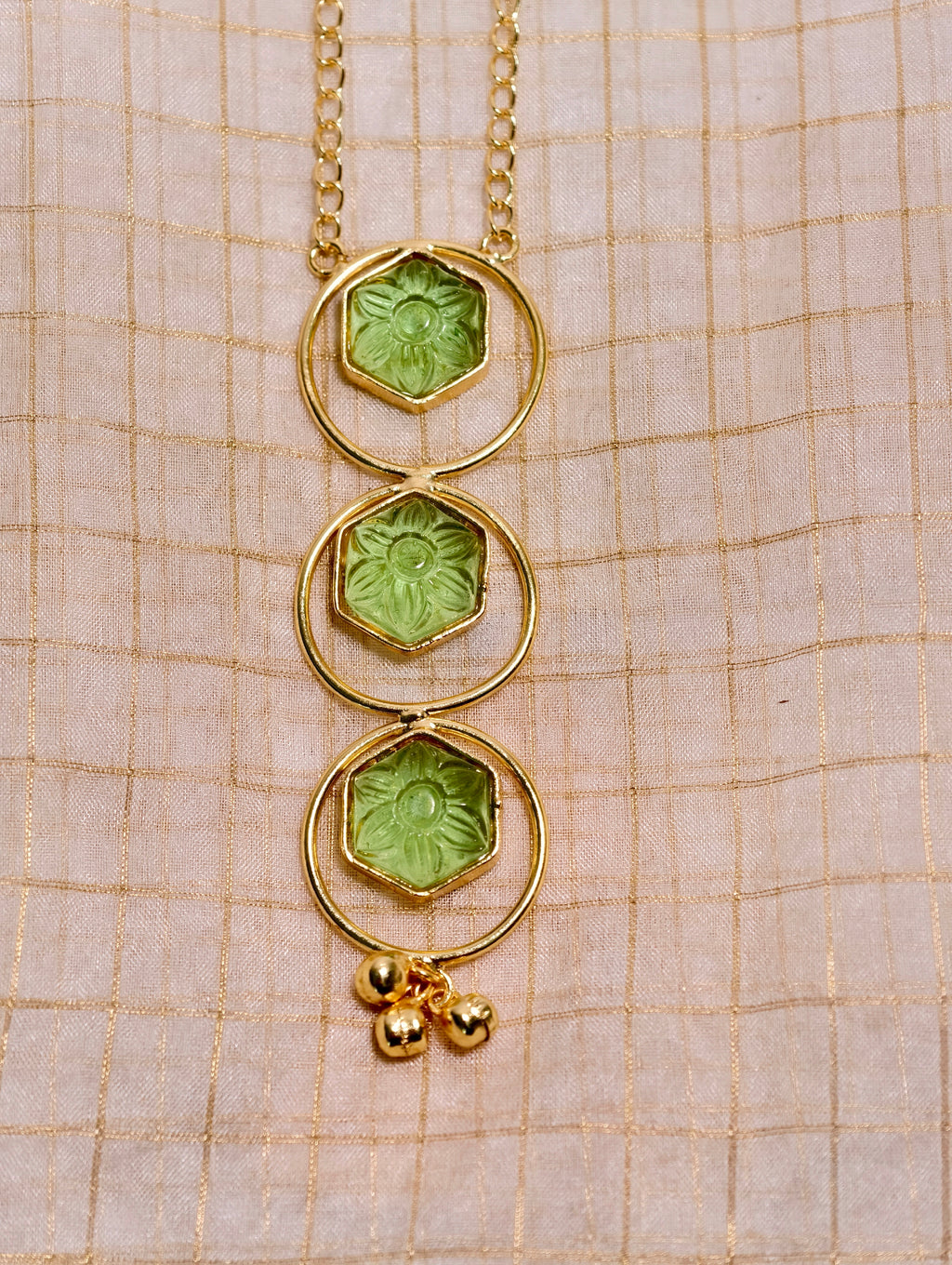 PetalLux brass glass finish necklace set | GJNS055