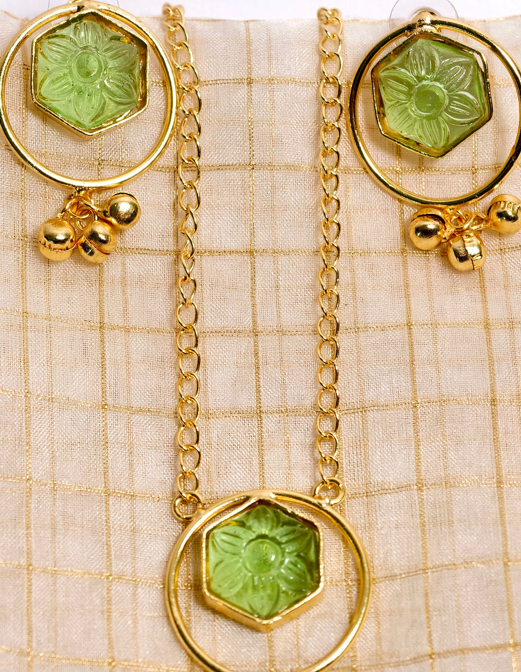 PetalLux brass glass finish necklace set | GJNS055