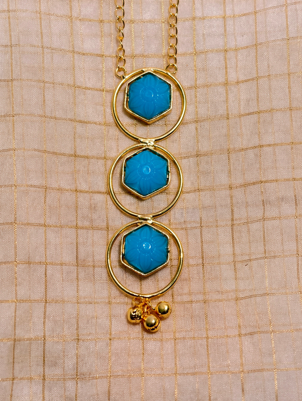 PetalLux brass glass finish necklace set | GJNS055