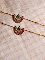 Antique Finish Green & Red Stone Anklets| GJAK003