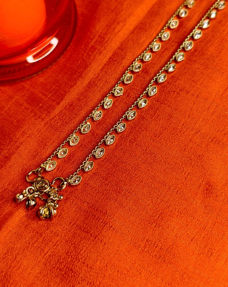 Brass and white stone premium anklet