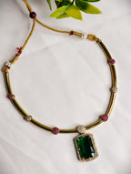 Green Pendant Hasli Necklace Set | GJNS064