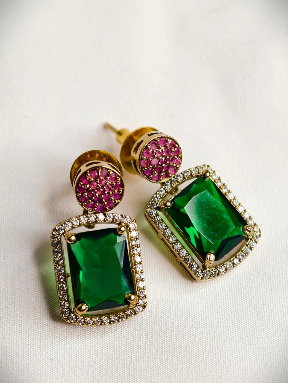 Green Pendant Hasli Necklace Set | GJNS064