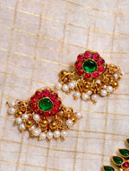 Traditional red and green necklace set | GJNS046