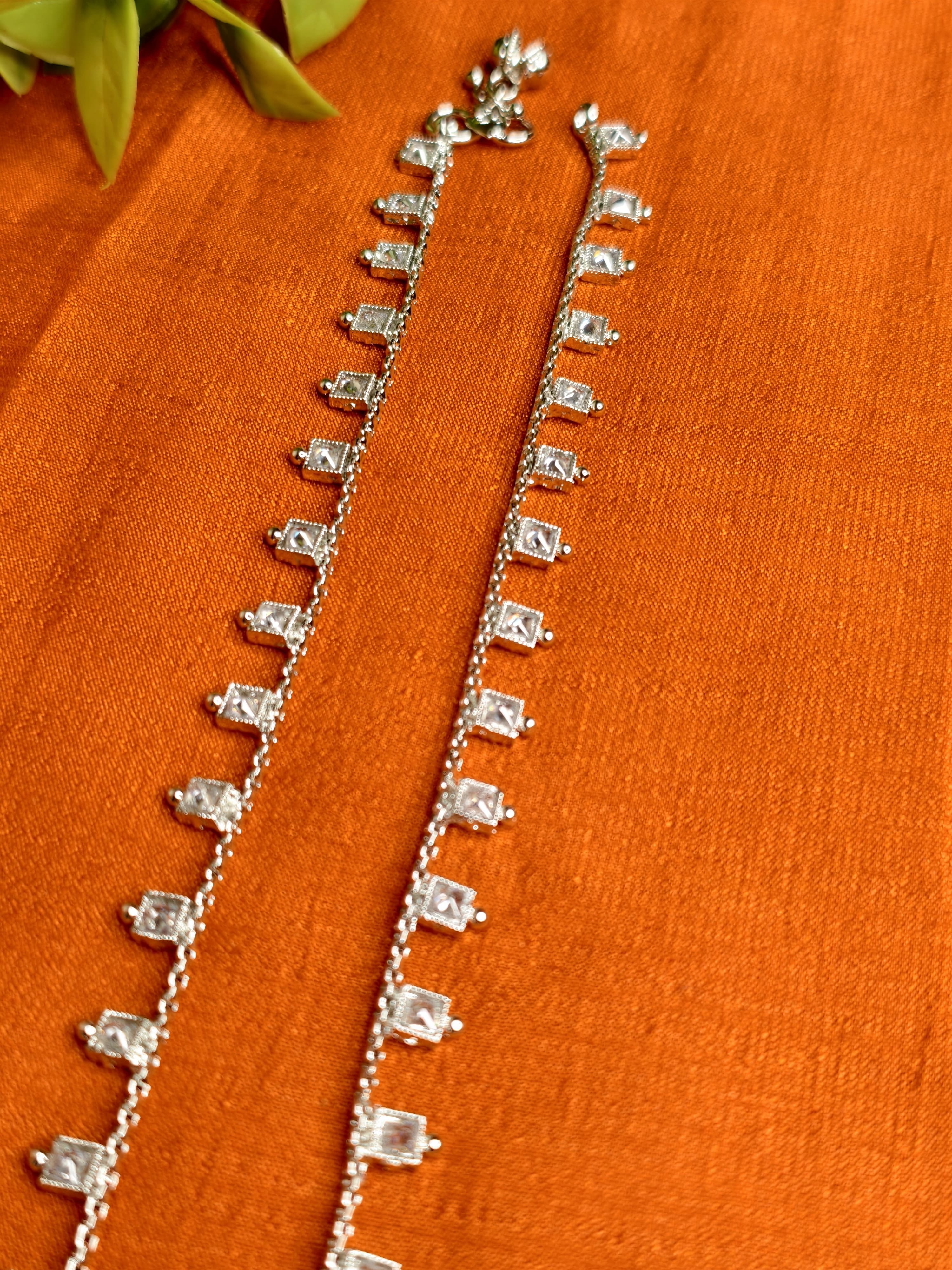 Silver and stone Anklet | GJAK013