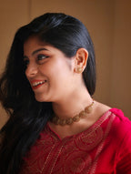 Mat gold finish necklace set | GJNS042