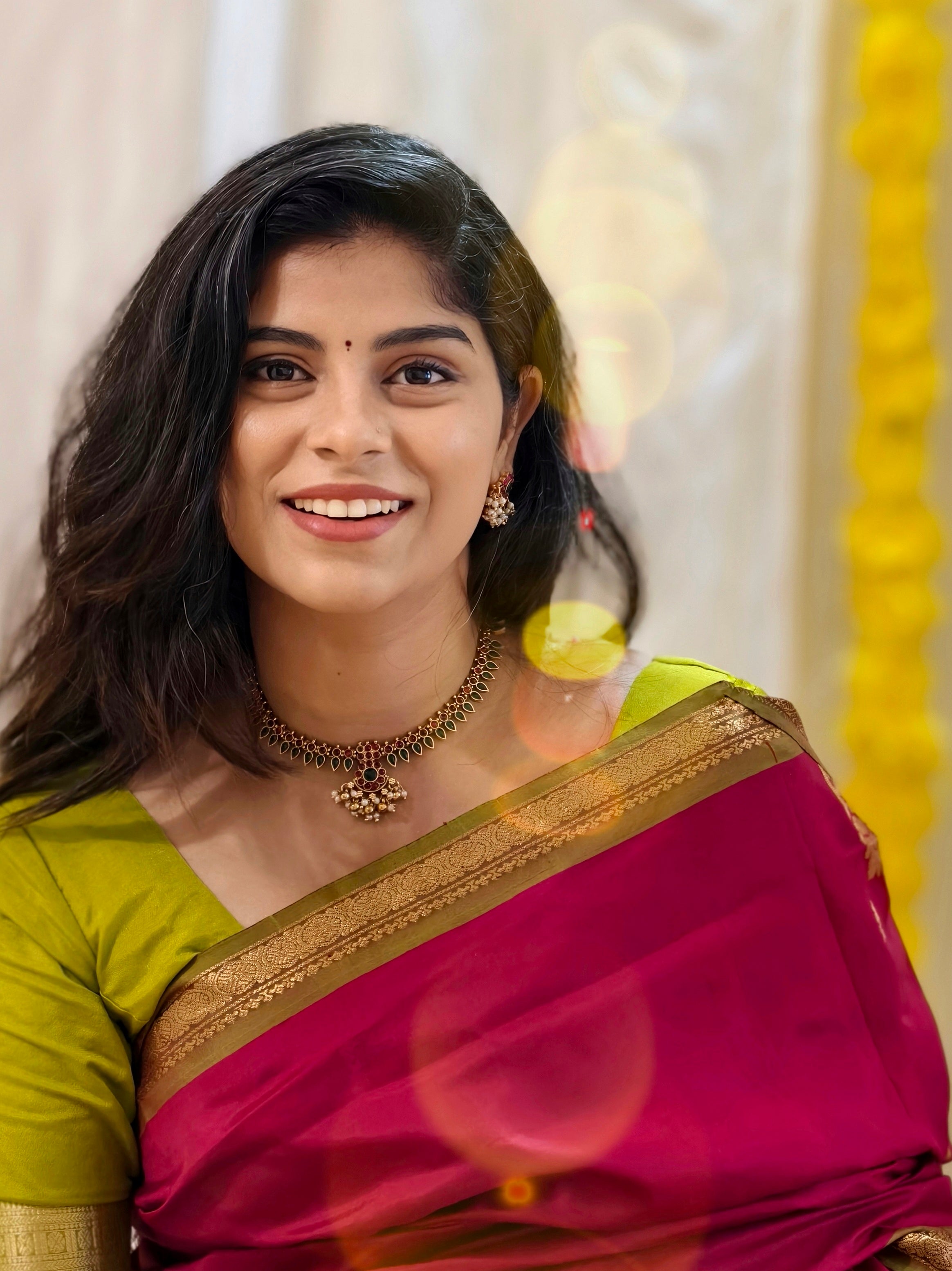 Traditional red and green necklace set | GJNS046