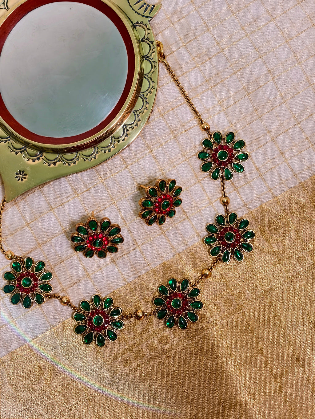 Mixed colour flower motif necklace set | GJNS017