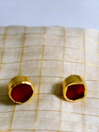 Red and Blue Stone brass necklace set | GJNS032