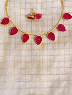 Leaf shape artificial stone necklace set| GJNS035