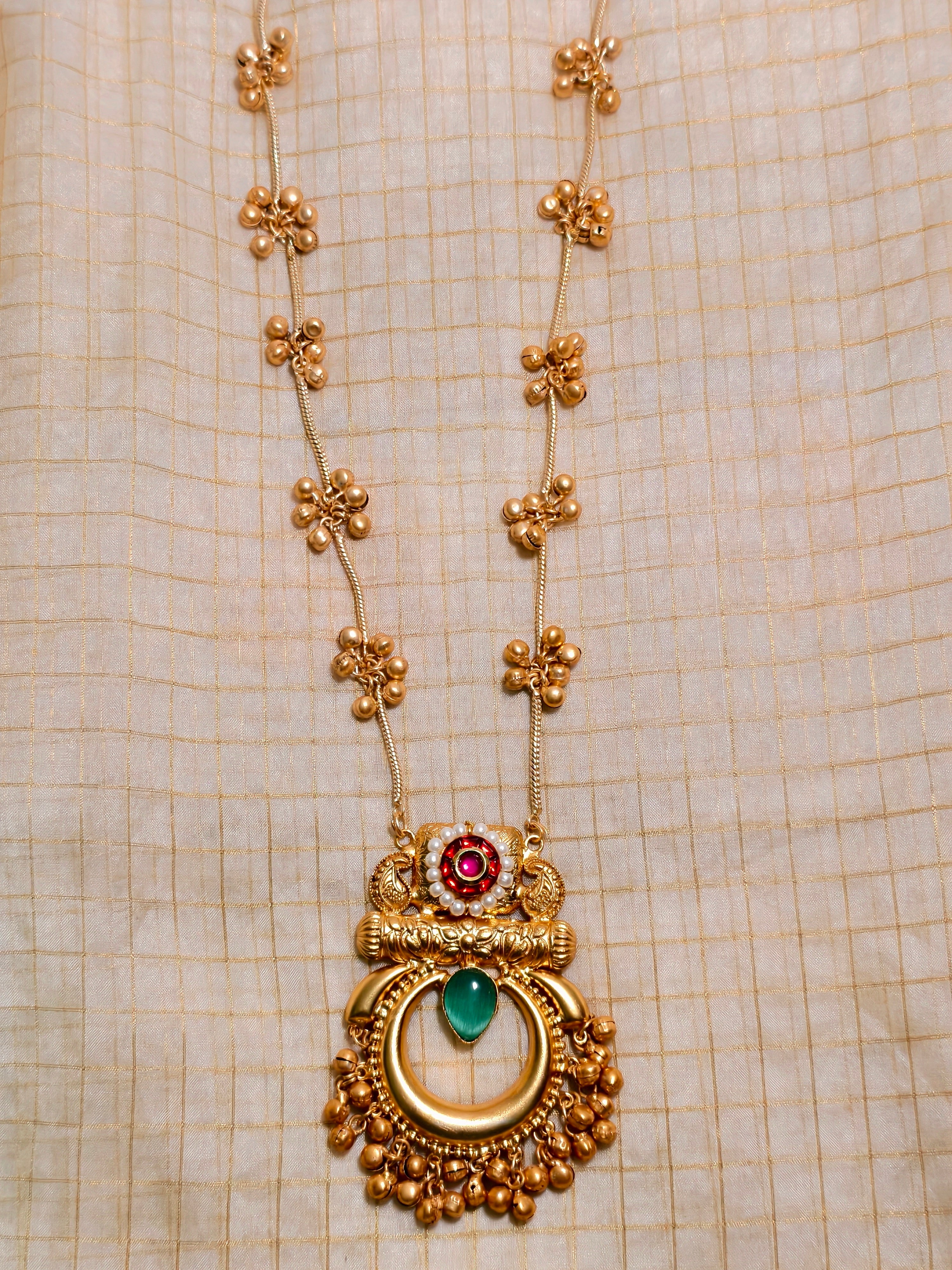 Long necklace with ghunghroo finish| GJNK001