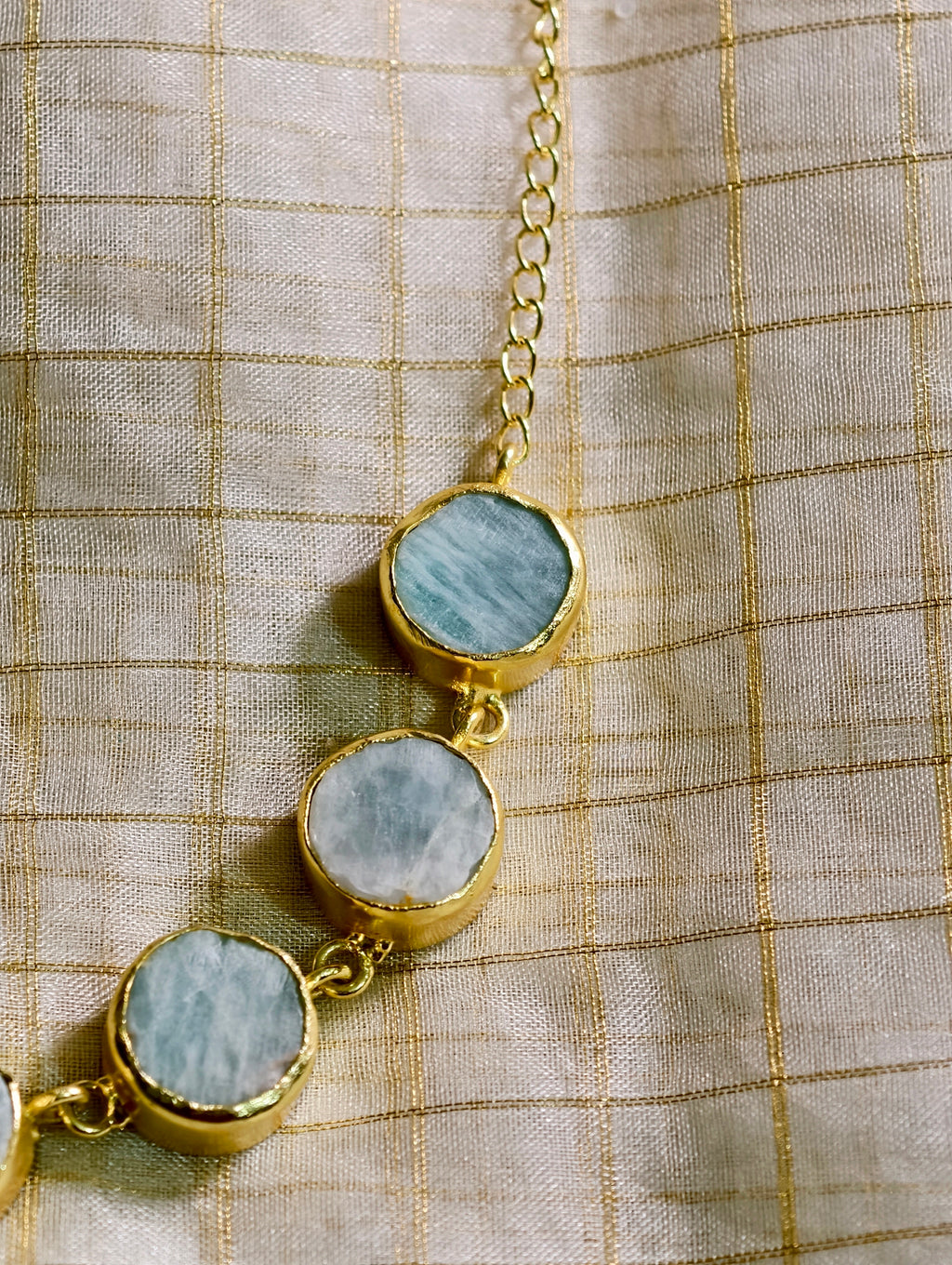 Red and Blue Stone brass necklace set | GJNS032