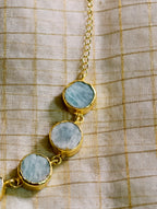 Red and Blue Stone brass necklace set | GJNS032