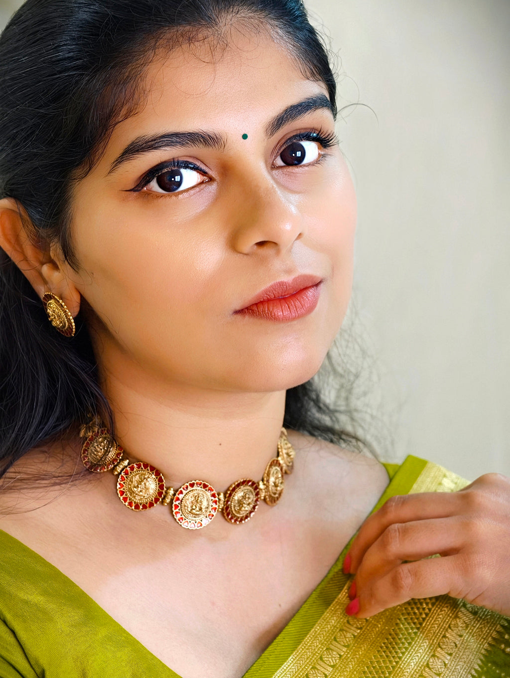 Temple jewellery necklace set | GJNS038