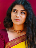 Multi colour AD Antique Temple Choker| GJNS048