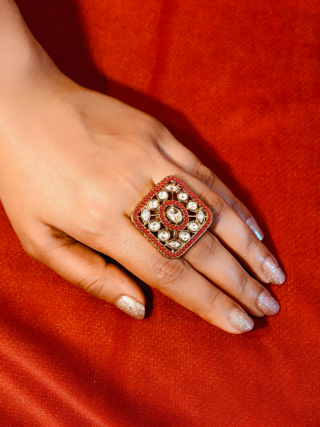 AD brass square shape ring | GJRG013