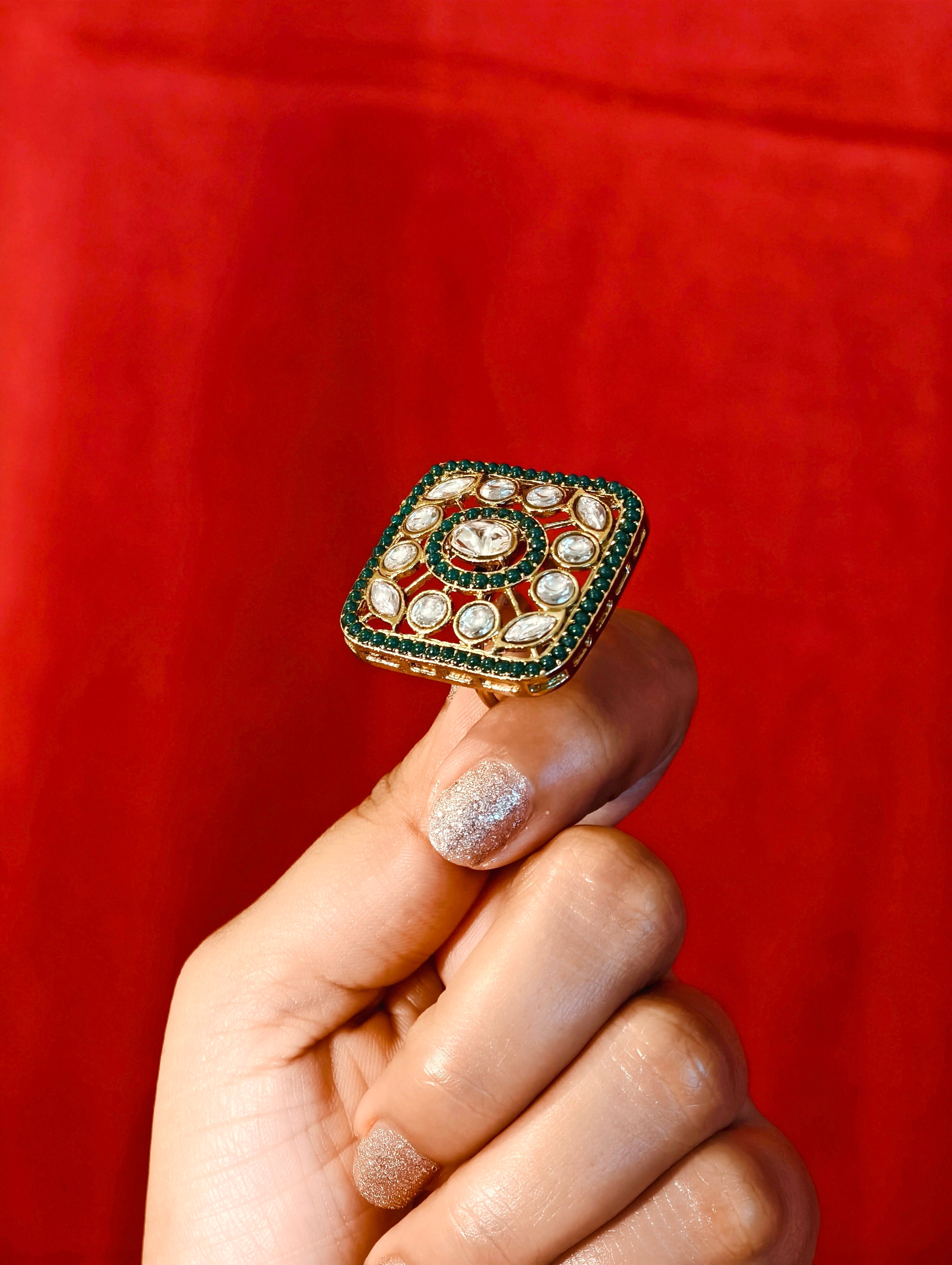 AD brass square shape ring | GJRG013