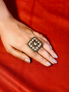 AD brass square shape ring | GJRG013