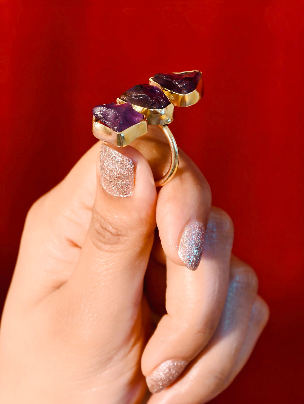 Brass finish three stone ring | GJRG006