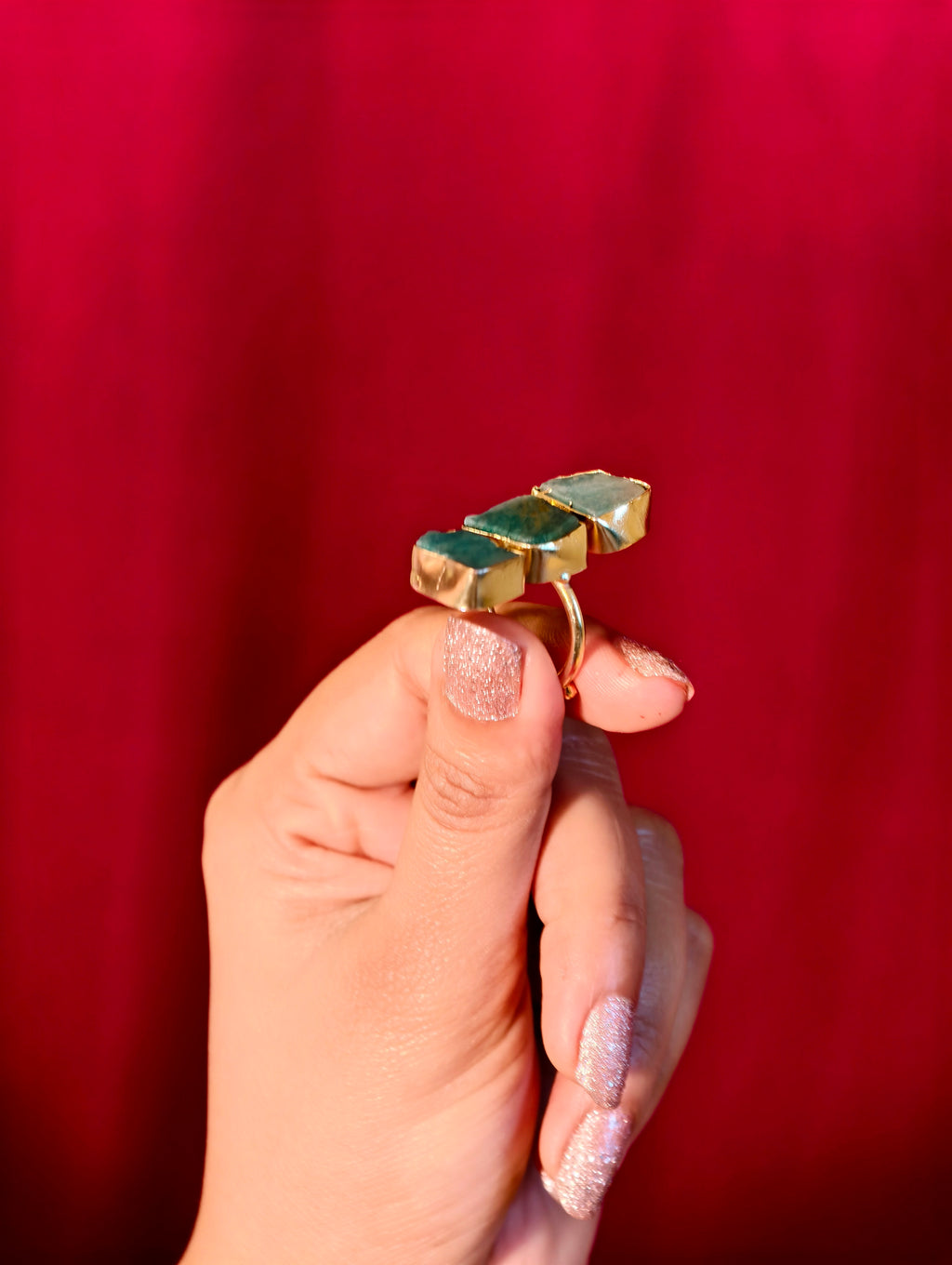 Brass finish three stone ring | GJRG006