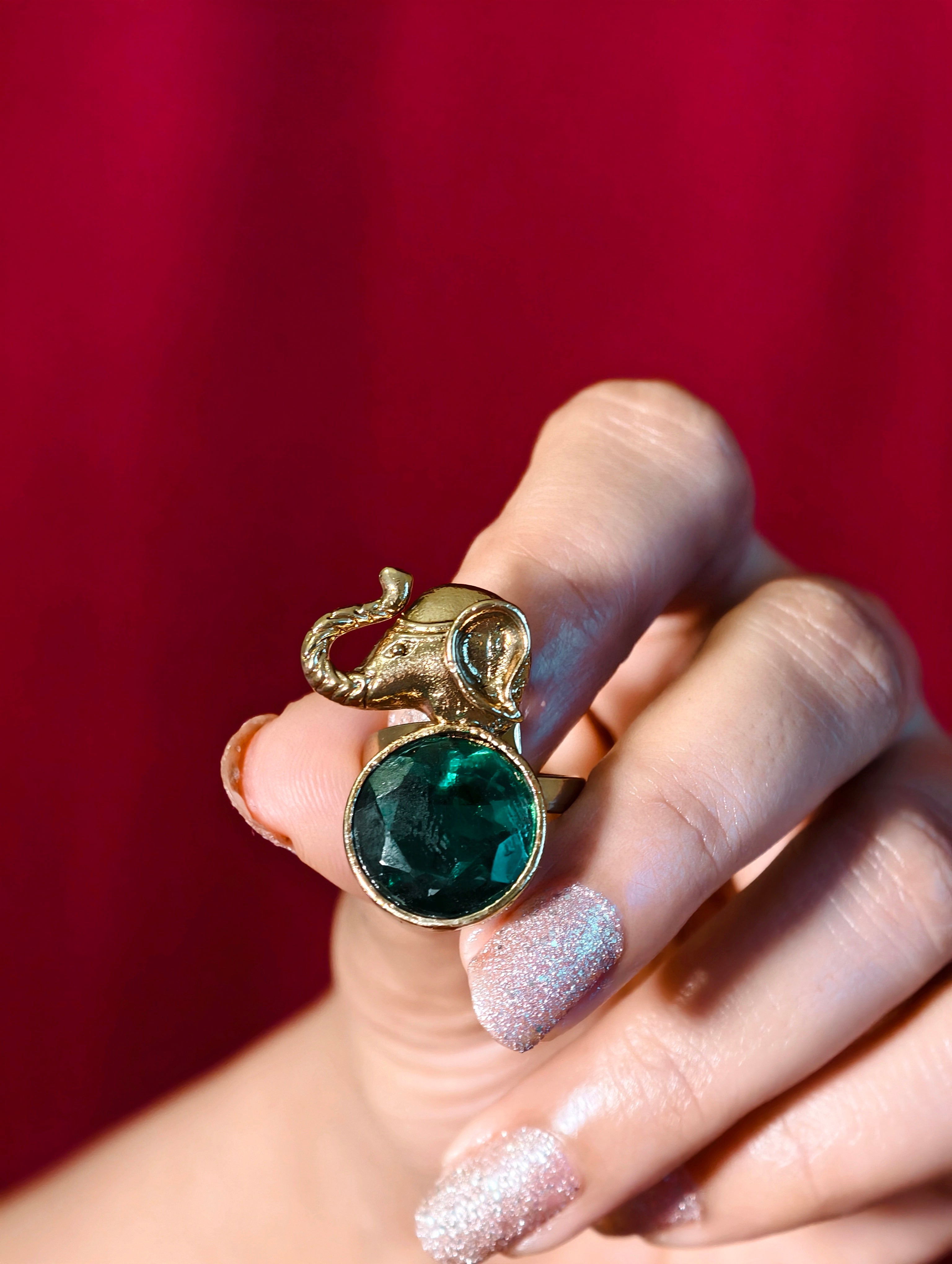 Elephant motif brass ring | GJRG002