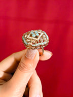 Light blue Kundan ring | GJRG014