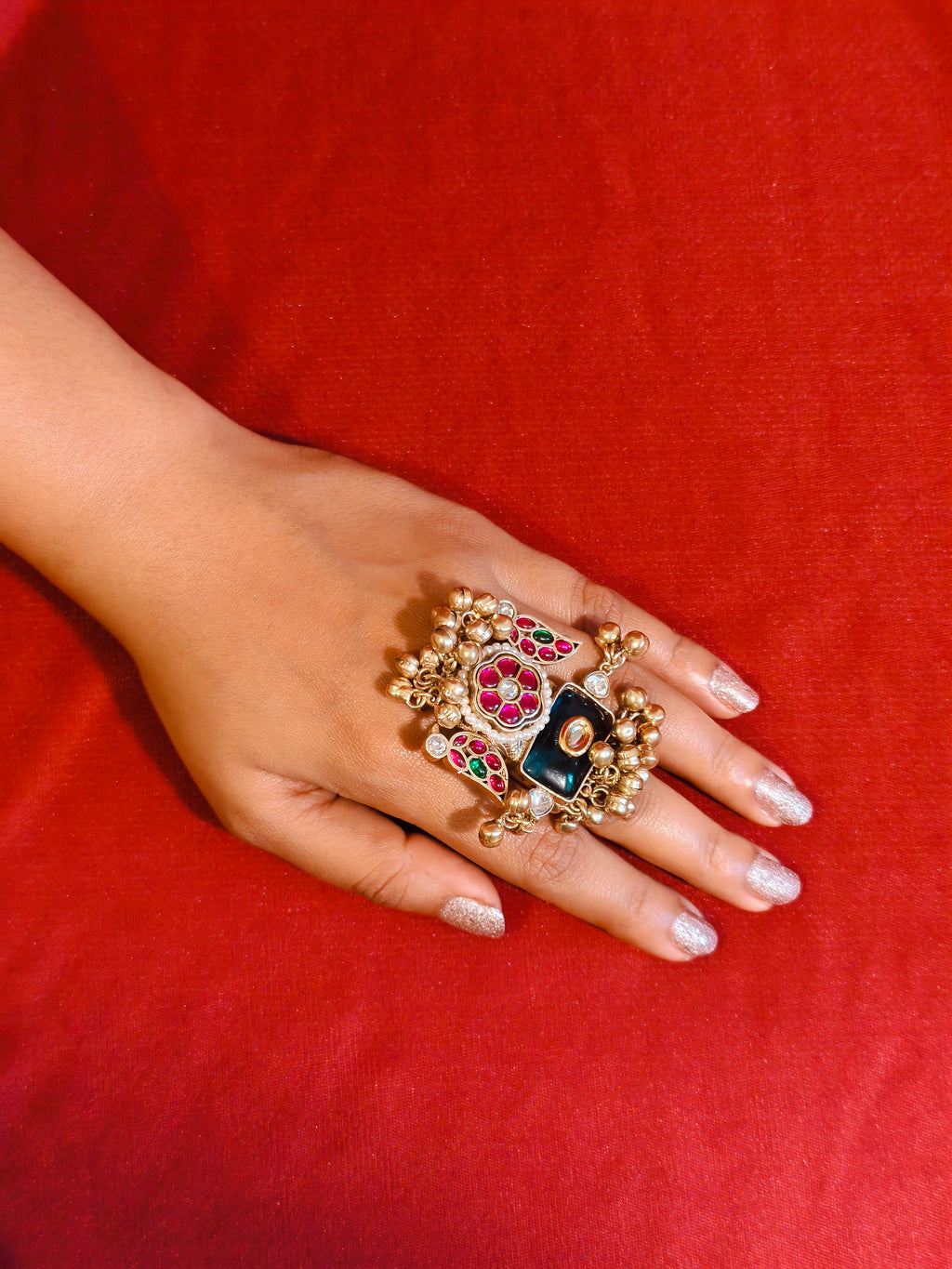 Indian traditional bird motif ring | GJRG004