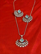 Oxidised silver necklace set | GJNS061