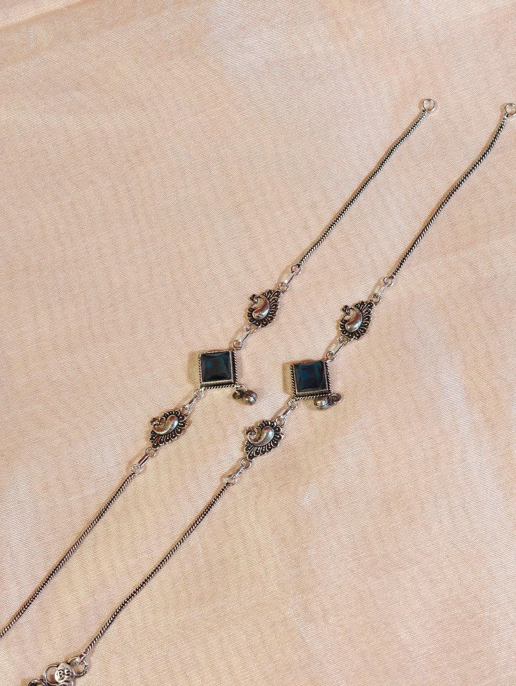 Oxidised silver Anklet | GJAK005