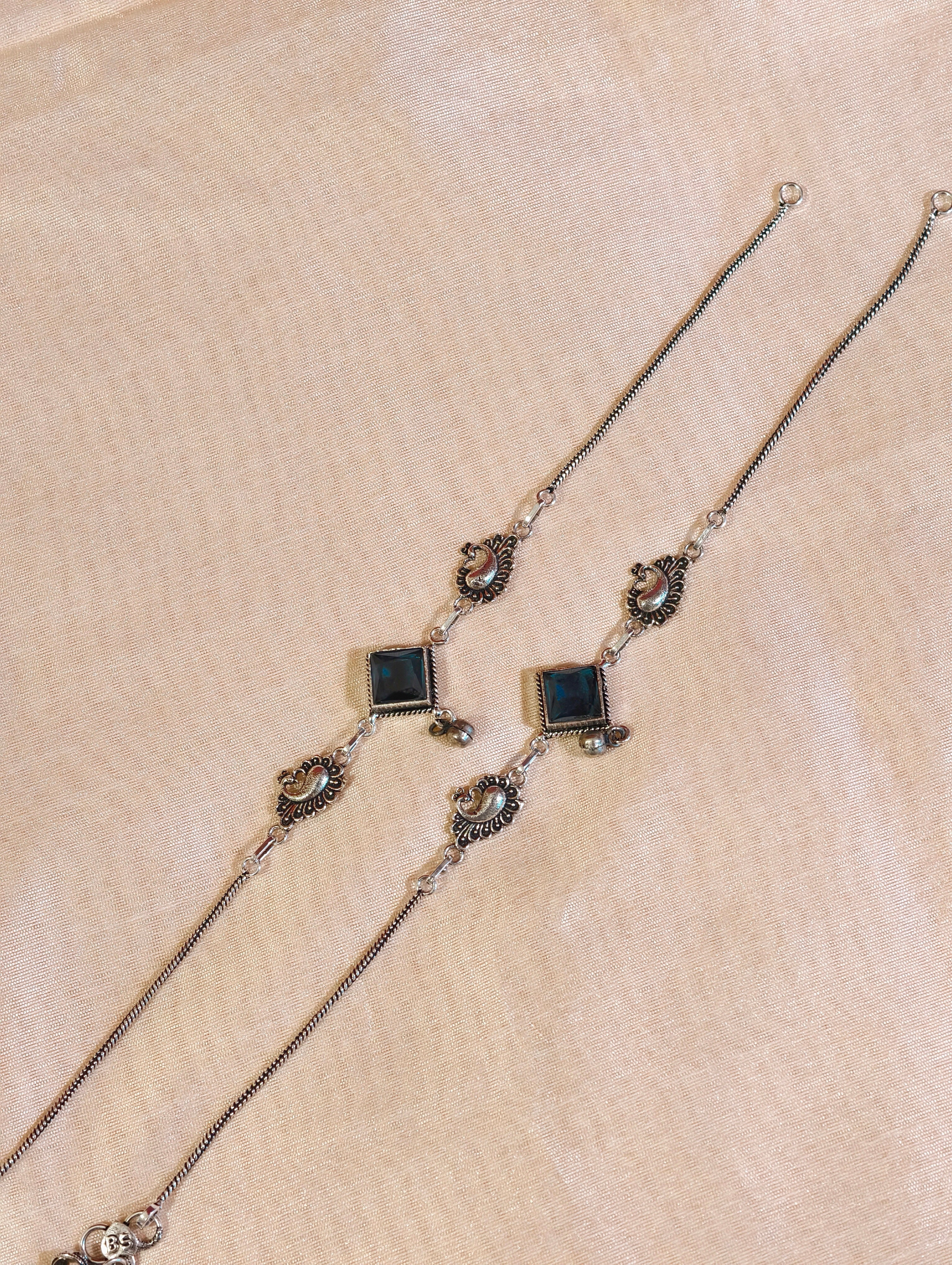 Oxidised silver Anklet | GJAK005