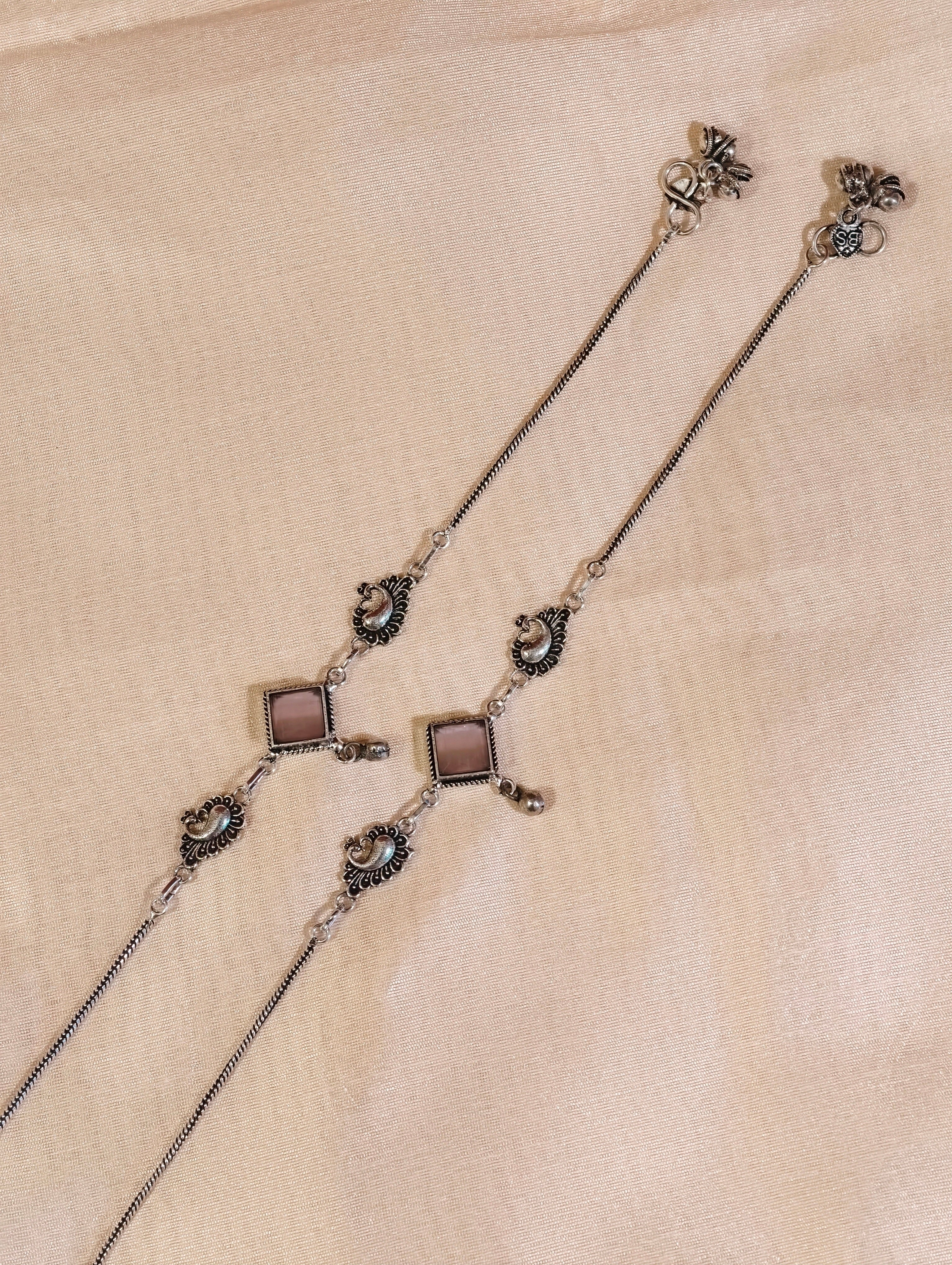 Oxidised silver Anklet | GJAK005