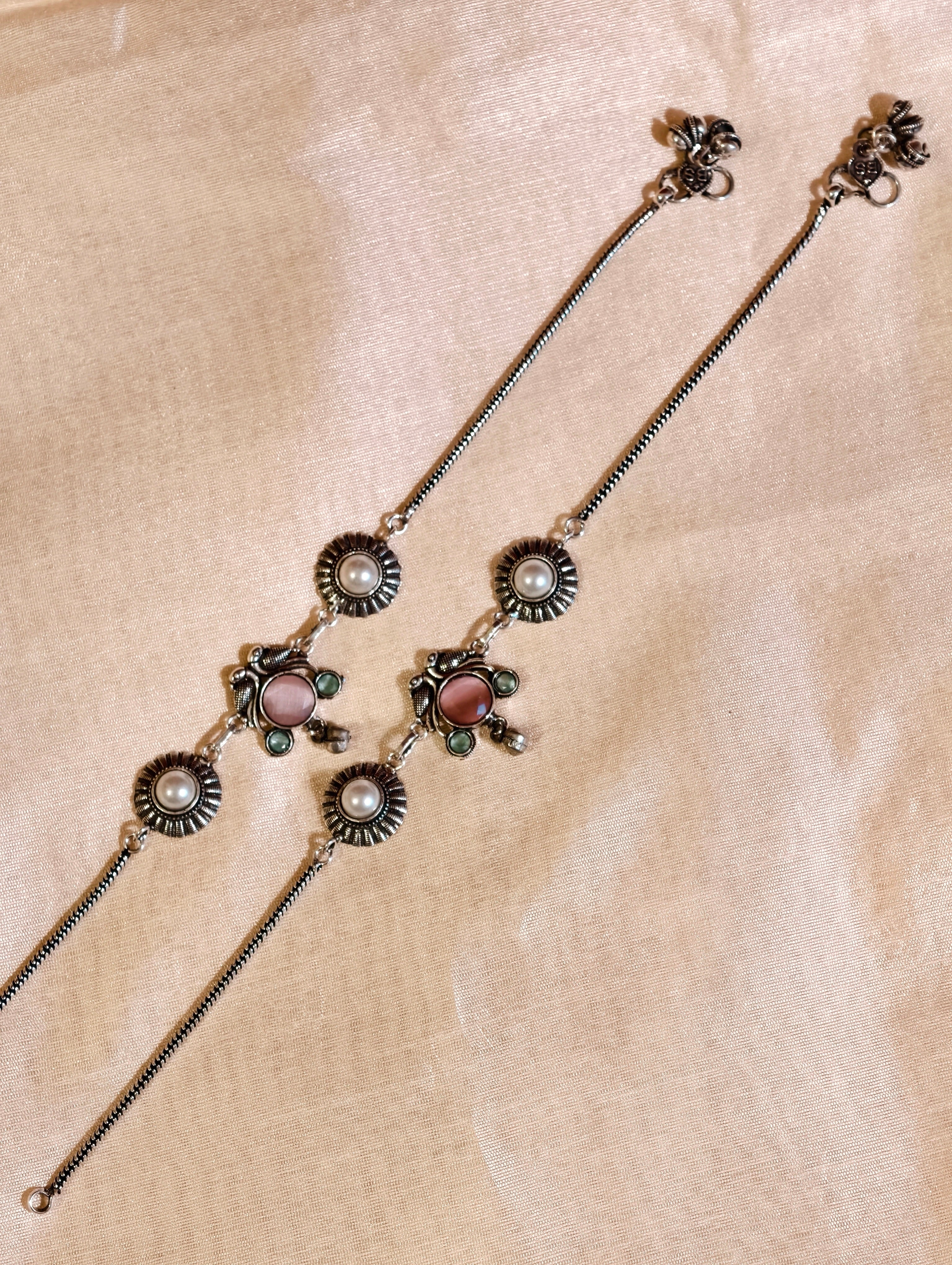 Oxidised silver Anklet | GJAK006