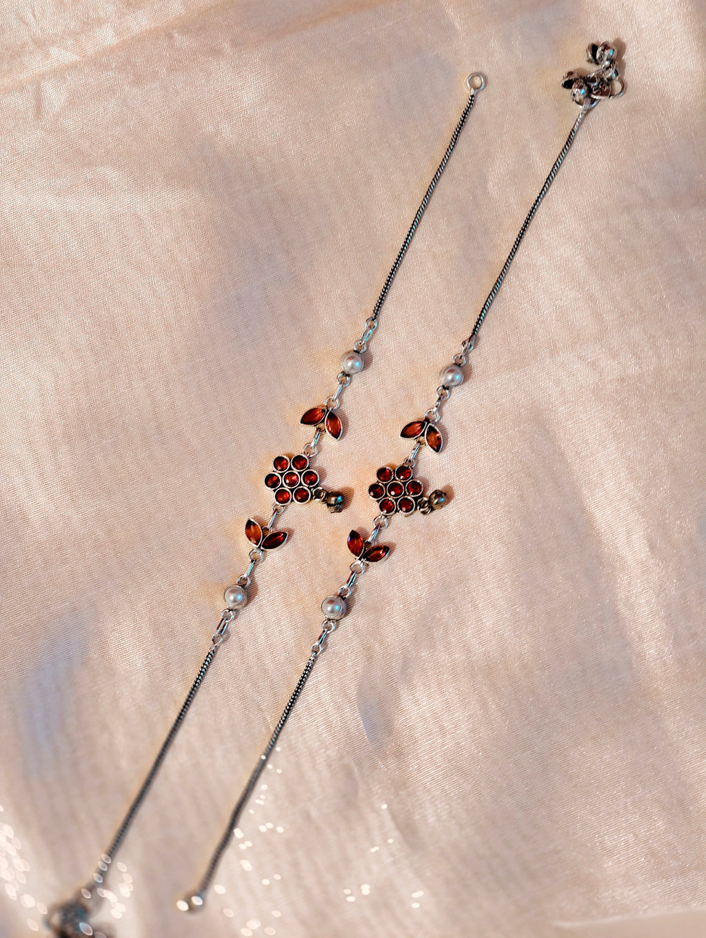 Flower motif oxidised silver | GJAK007