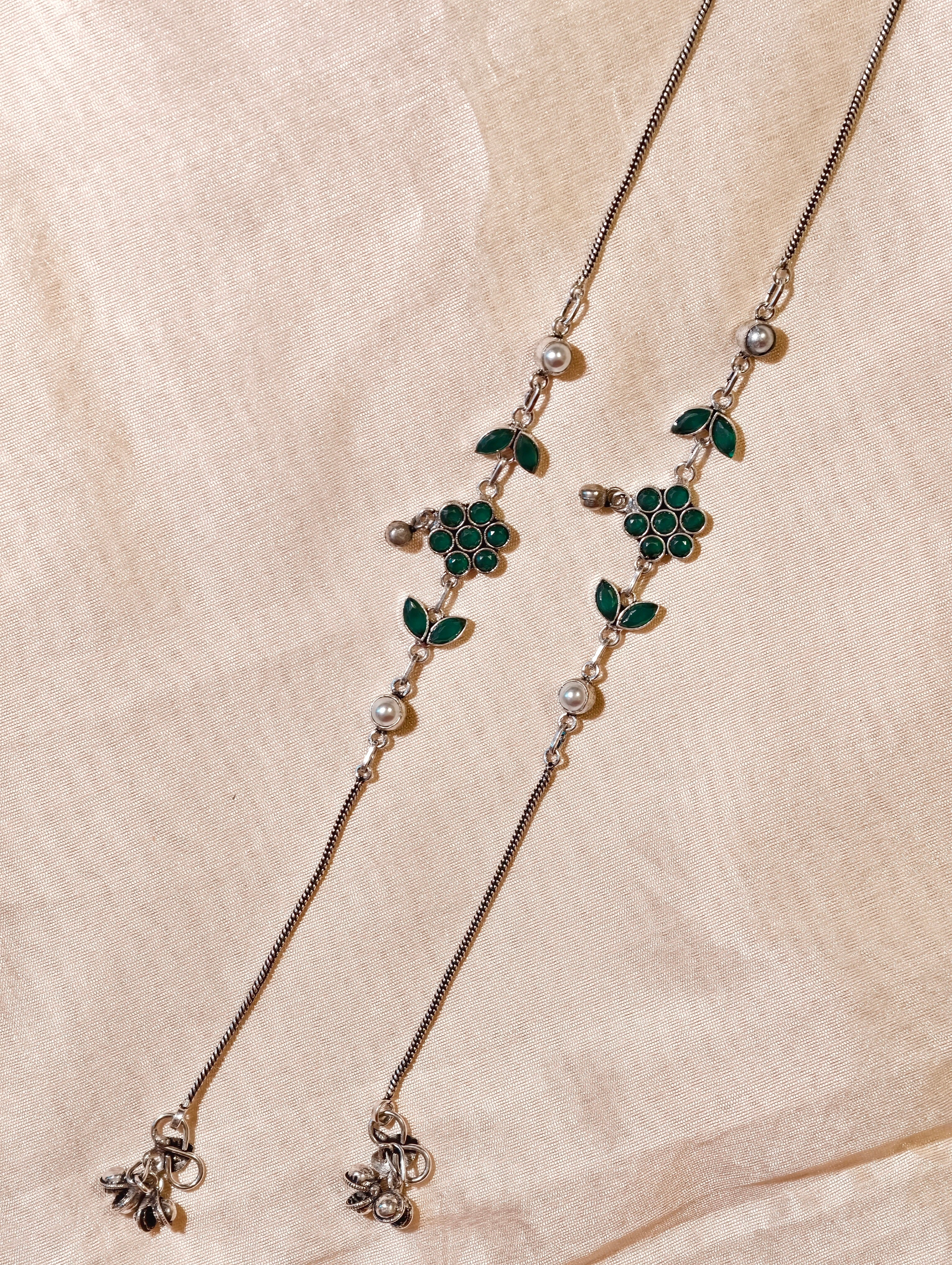 Flower motif oxidised silver | GJAK007