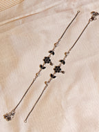 Flower motif oxidised silver | GJAK007