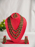 Three Layer Necklace Set with Maang Tikka | GJNS085