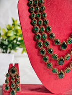 Three Layer Necklace Set with Maang Tikka | GJNS085