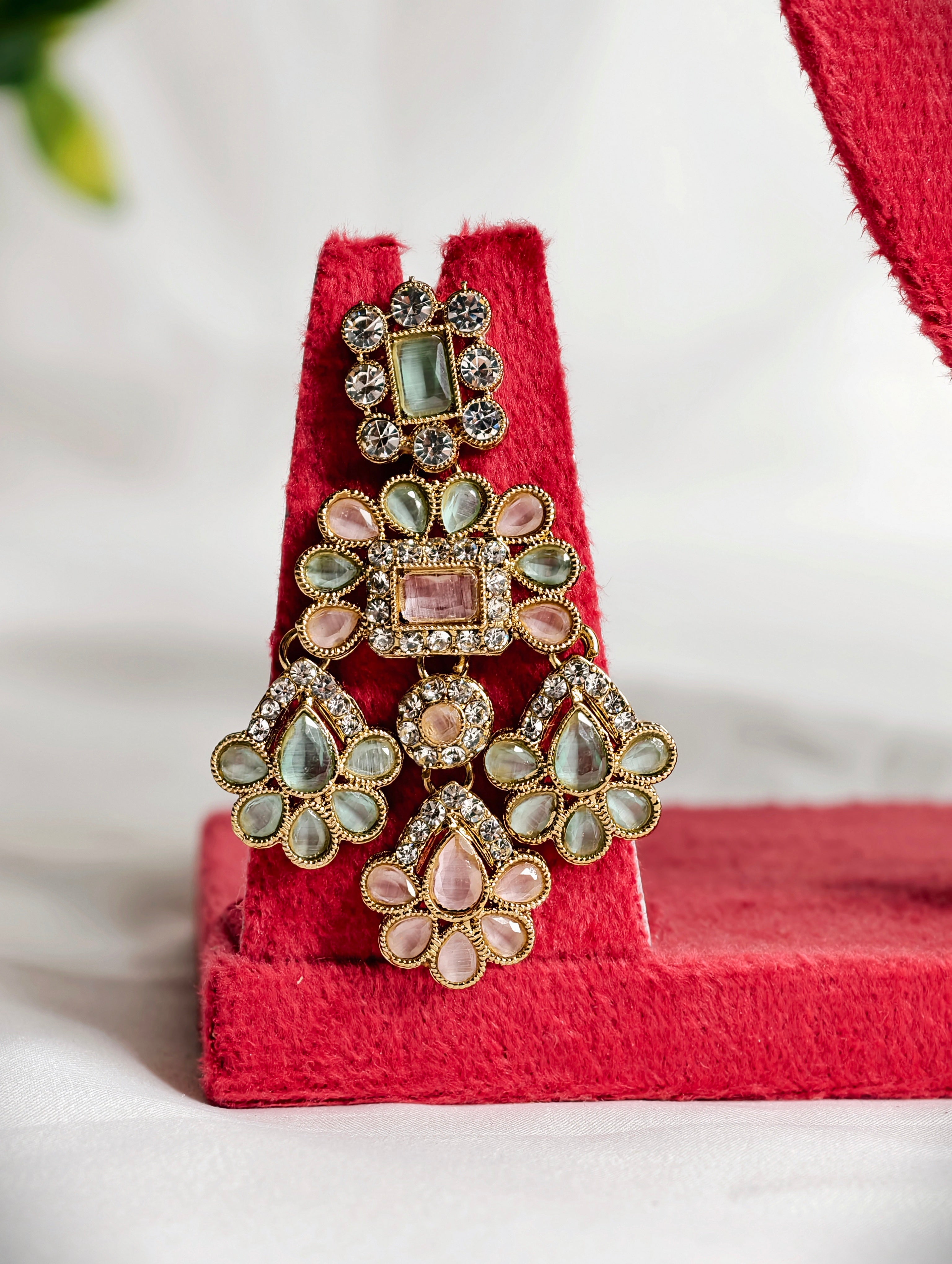 Pastel Shade Necklace Set with Maang Tikka | GJNS086