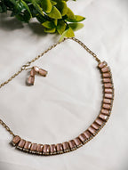 Pink Stone Necklace Set with AD detailing | GJNS087