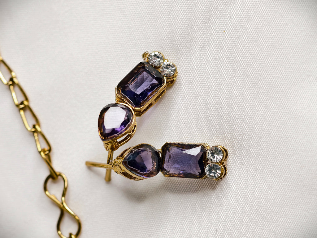 Violet Necklace Set with AD detailing | GJNS087