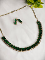 Emarald Green stone with AD necklace Set | GJNS087