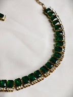 Emarald Green stone with AD necklace Set | GJNS087