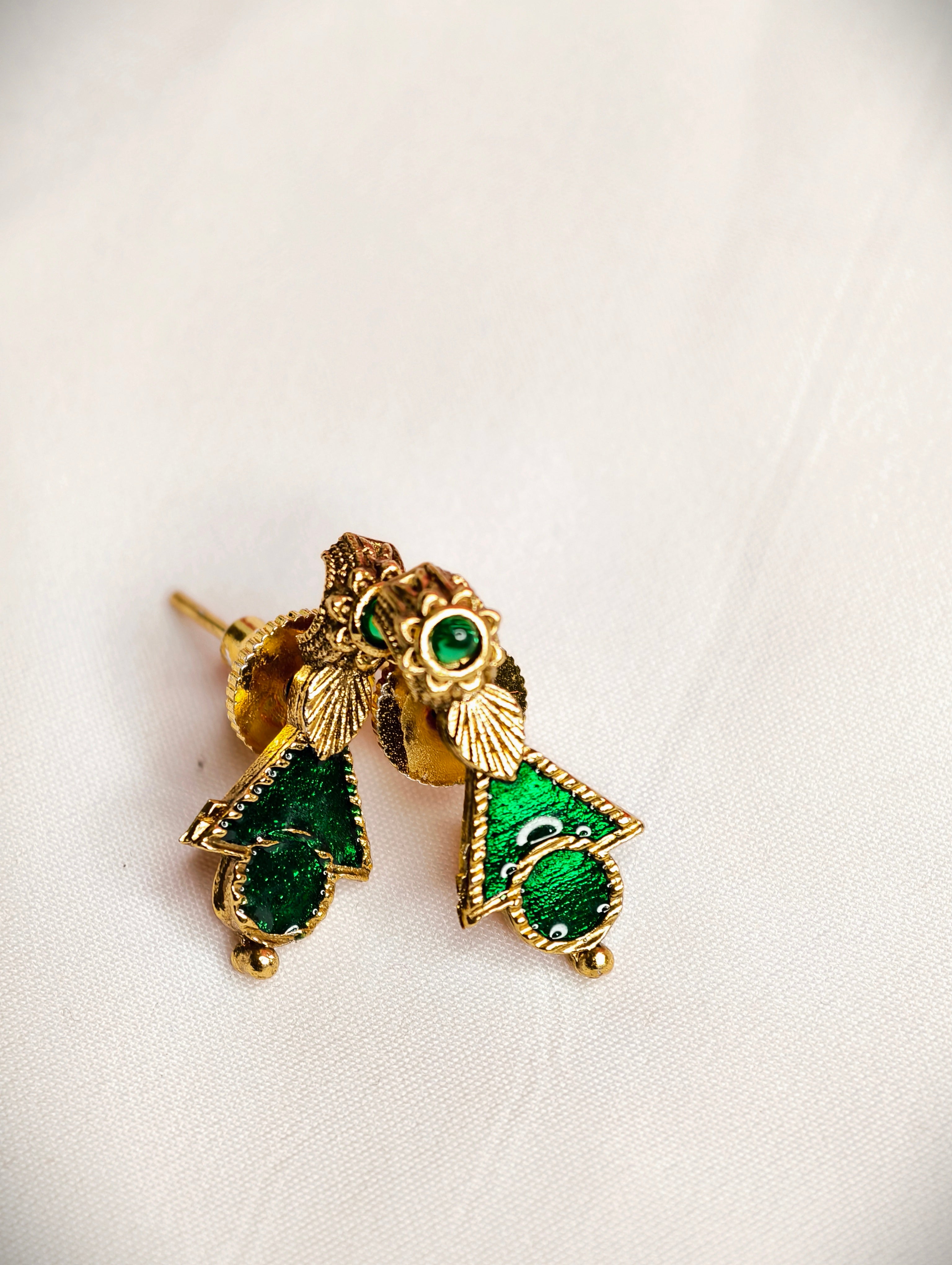 Green Enamel Necklace Set | GJNK062