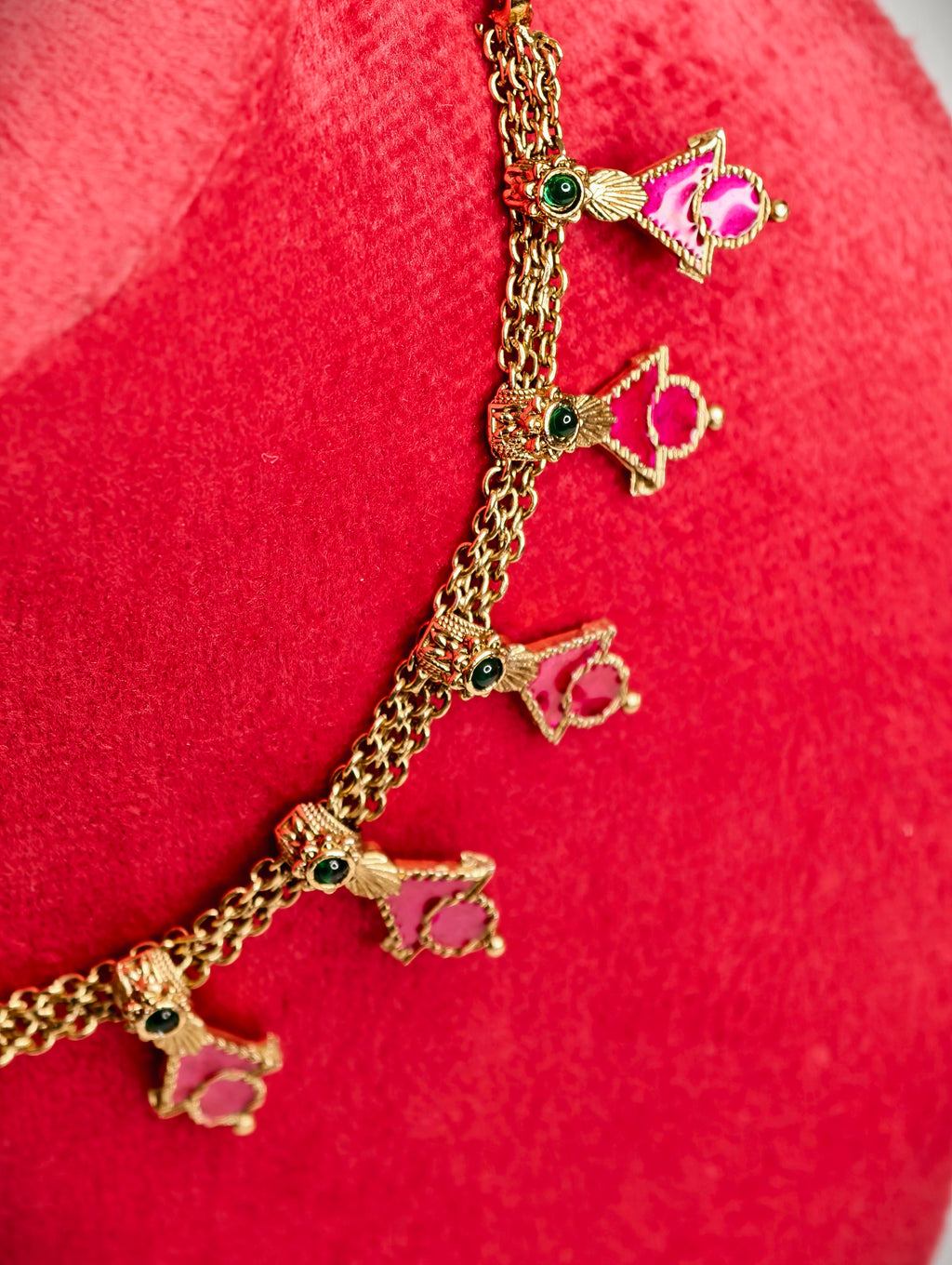 Red Enamel Necklace Set | GJNK062