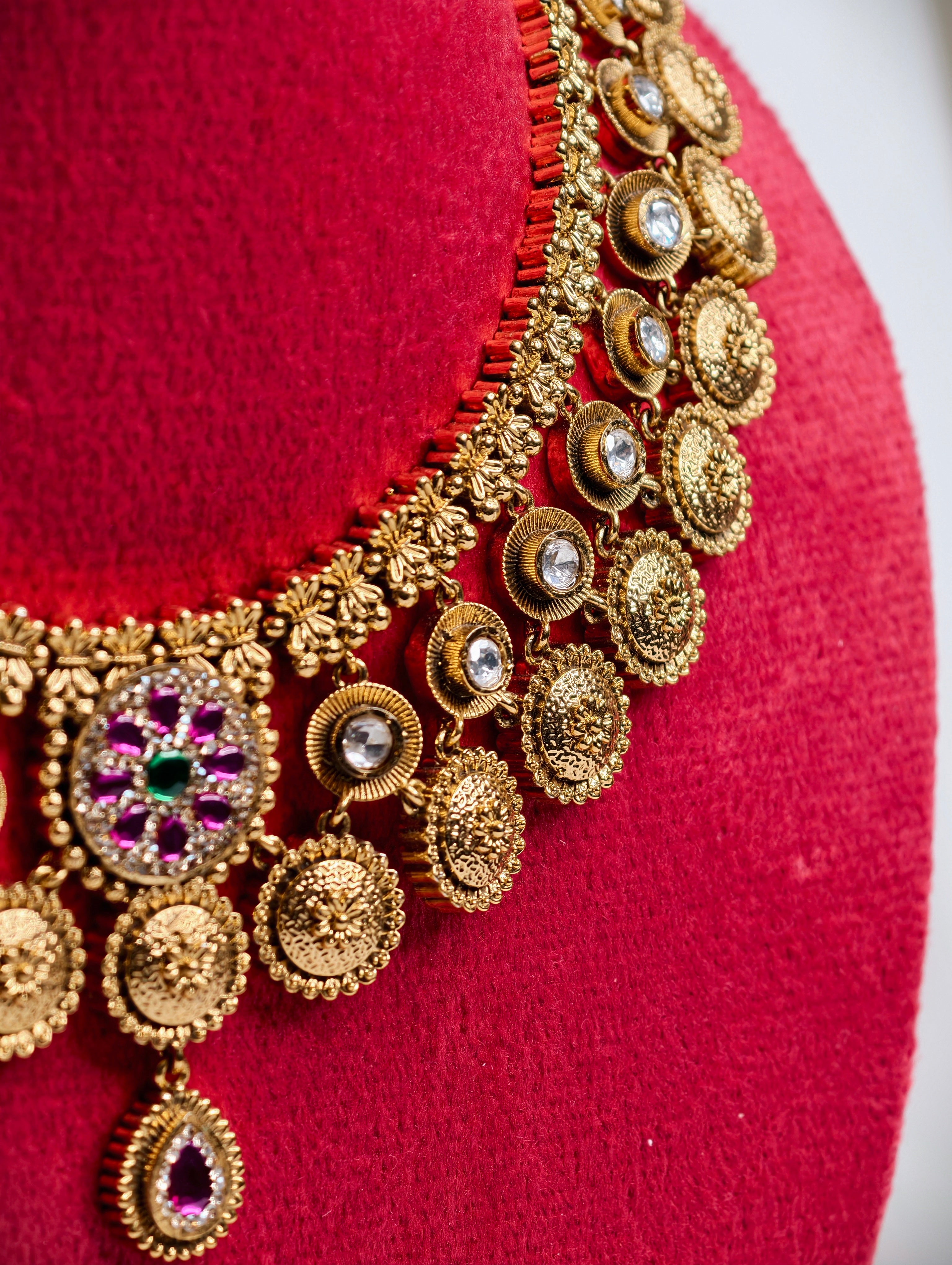 Traditional Heritage Necklace Set with AD stone