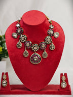 Kundan necklace set with white Polki Stones