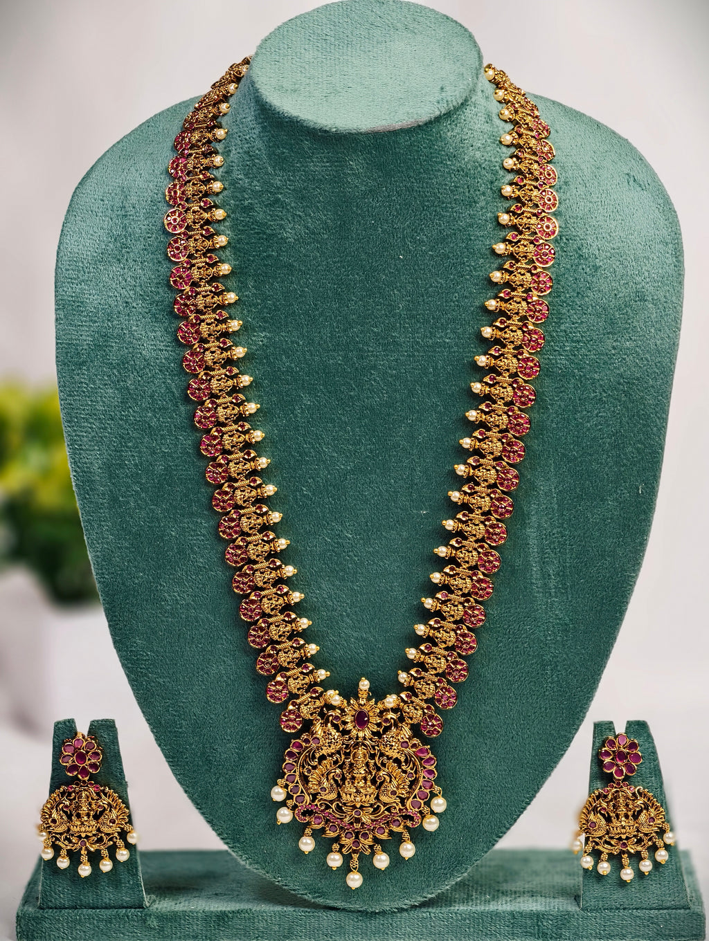 Long Lakshmi Haaram with Pearl Drops